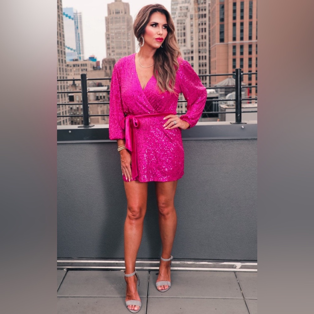 Pink Sequin Dress - Large (10-12)